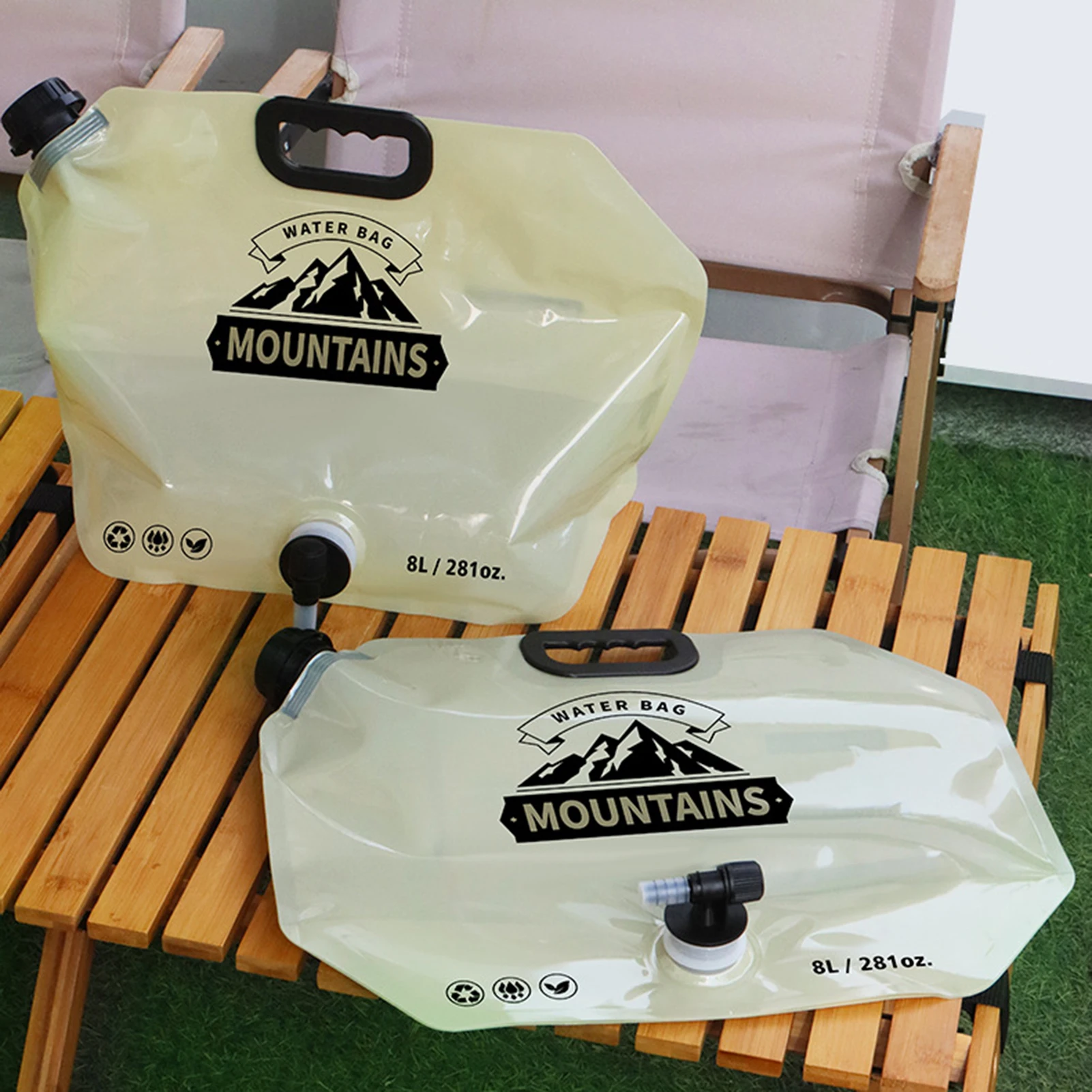 Bolsa de agua para exteriores de 8L, bolsa de agua suave gruesa de gran capacidad, contenedor de agua plegable portátil con grifo para acampar, Picnic y barbacoa - imagen 2