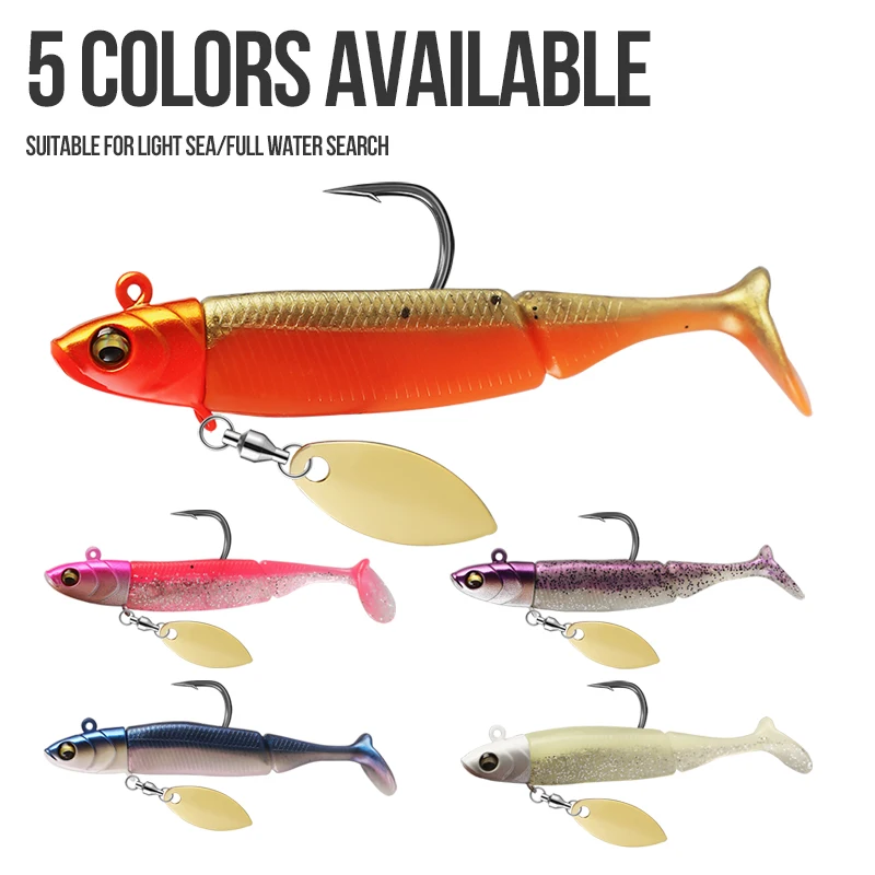TAIYU gran oferta Señuelos de pesca 20g Jig Head t-tail silicona suave señuelo Wobbler Metal Spinner cuchara cebo para Lucio trucha pesca de lubina - imagen 3