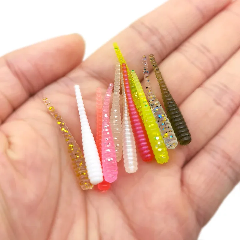 OUTKIT nuevo señuelo suave 10 Uds cebo de silicona 35mm 0,3g Pin de cola recta Swimbait Wobblers gusano lubina carpa aparejos de pesca en roca - imagen 5