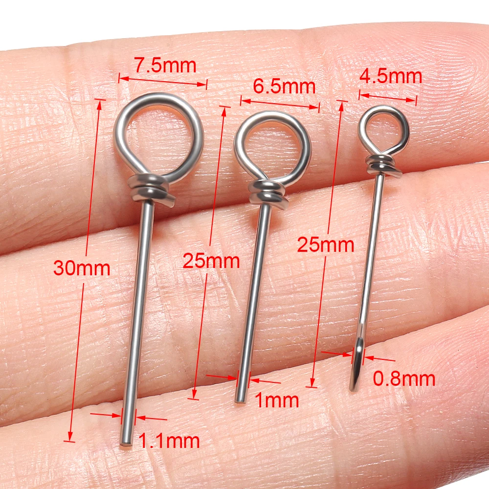 Spinpoler 100 Uds. Pasadores de conexión de punta de Pesca aguja suave Swimbait alambre de acero 25mm Pin doblado accesorios de bloqueo fijo herramientas Pesca - imagen 5