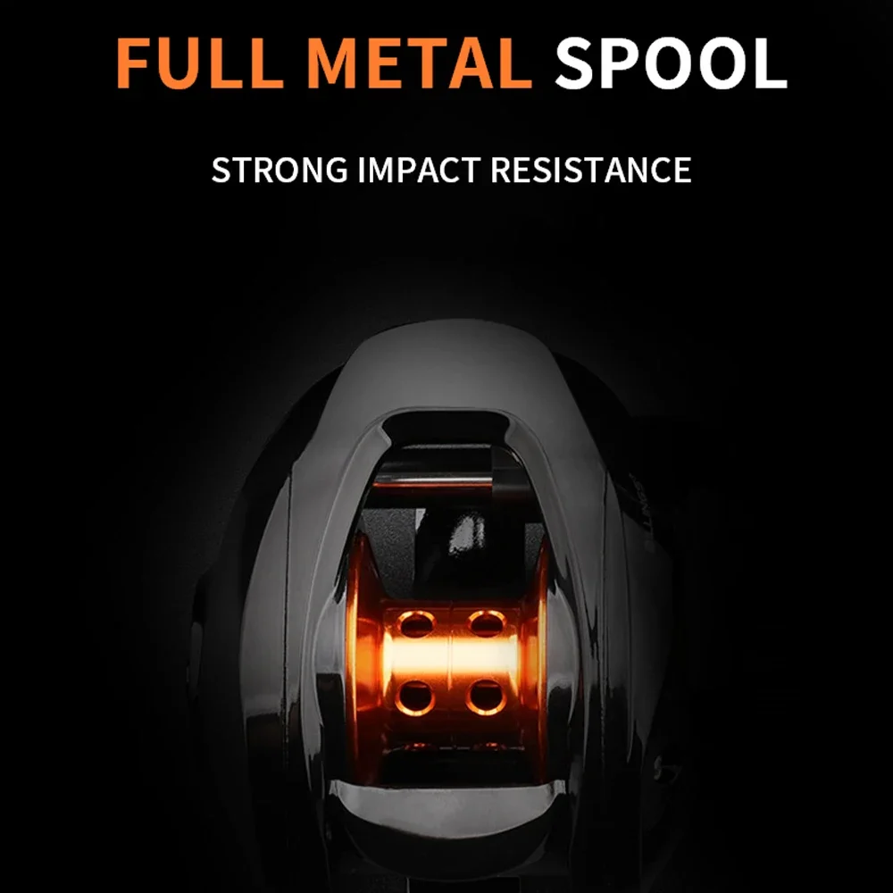 Carrete de pesca Baitcasting con sistema de freno magnético, relación de engranaje 6,3: 1, carrete de Metal, carrete Baitcaster de arrastre máximo de 8KG - imagen 3