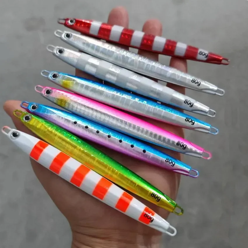 Señuelo de pesca de Metal largo, Jigging de fundición lenta, 80g, 13cm, cebo de Metal Artificial, señuelo de pesca de mar, 1 Uds. - imagen 5