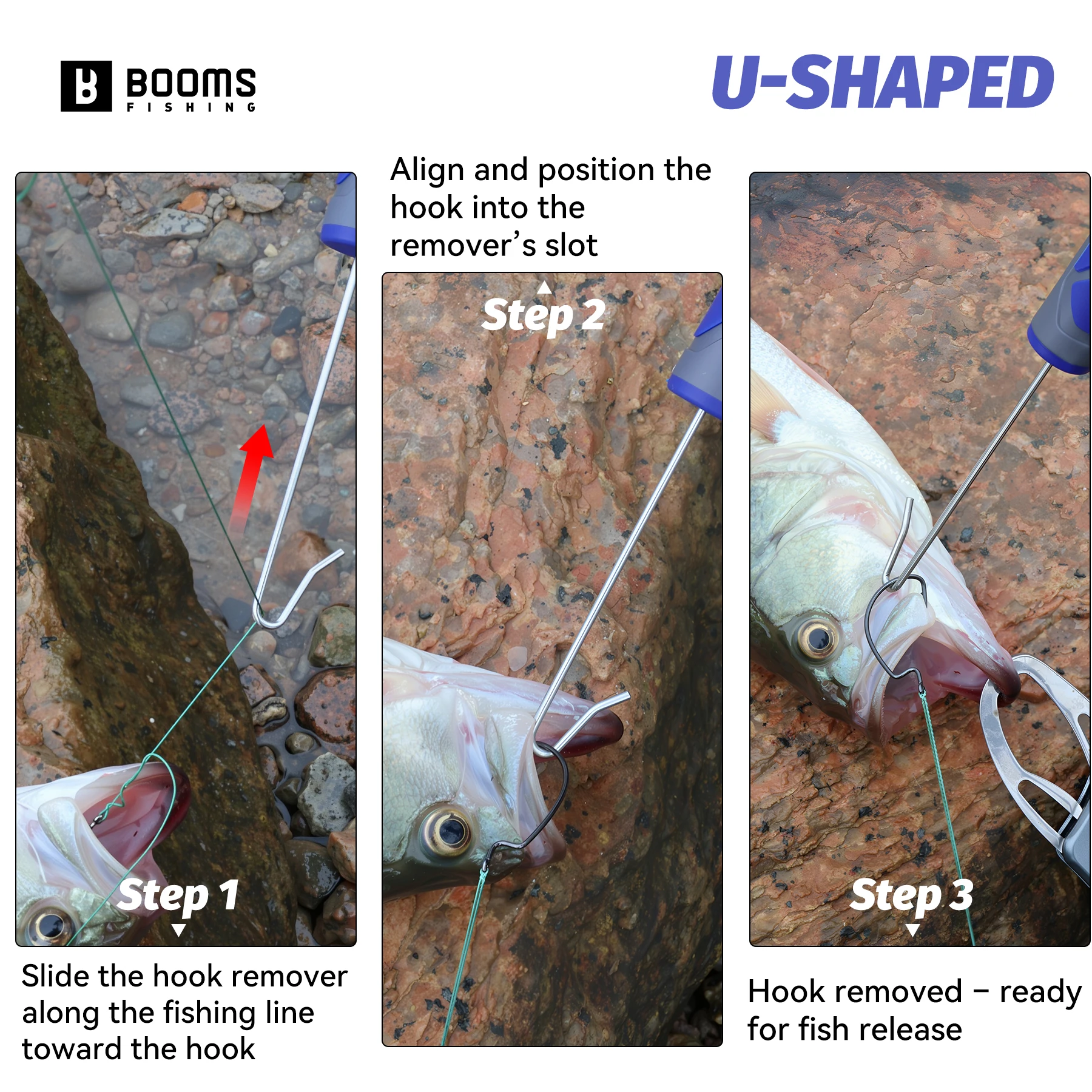 Booms Fishing XW21 2 piezas removedor de anzuelos de pesca Dehooker de acero inoxidable Extractor separador de anzuelos herramientas de pesca de desacoplamiento rápido - imagen 4