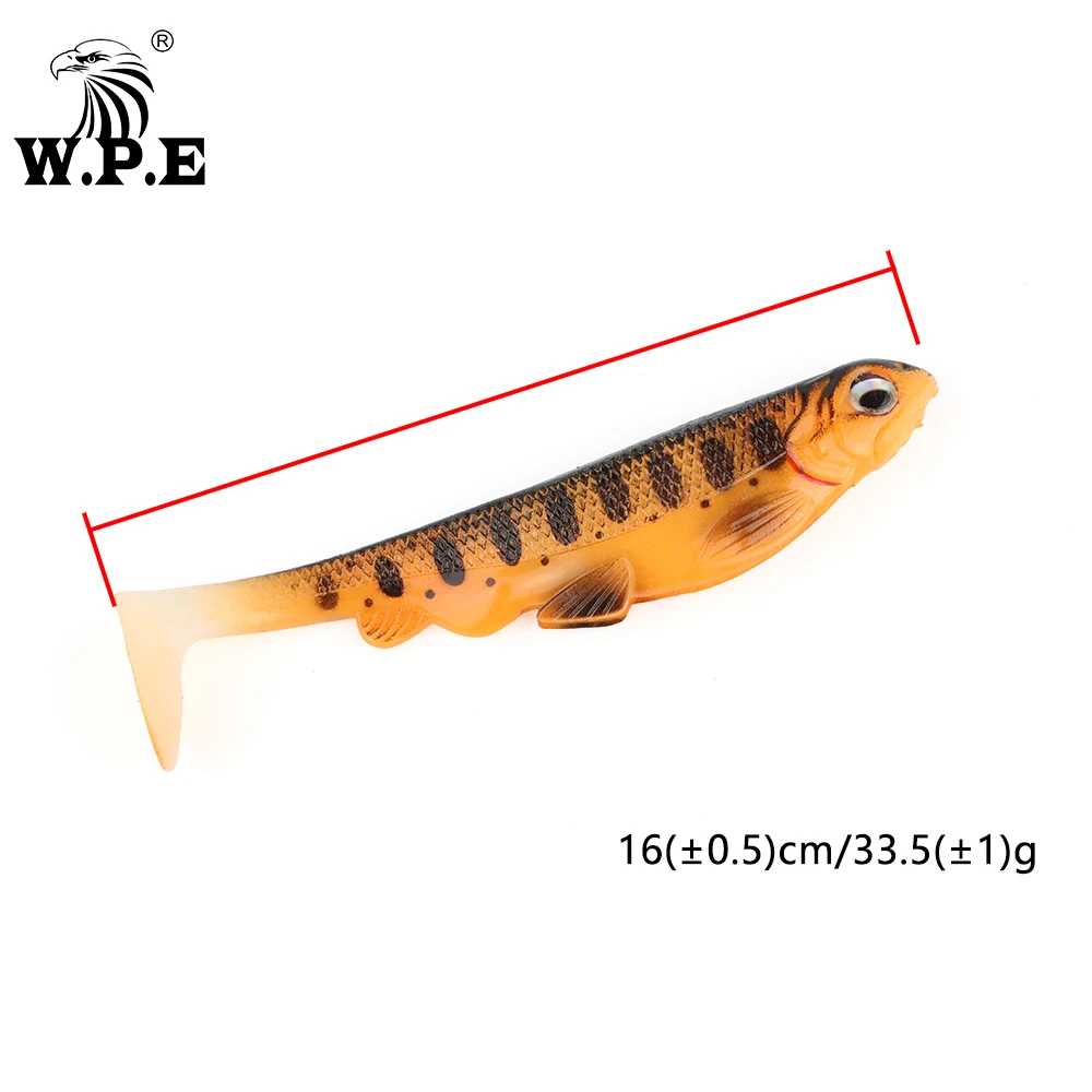 W.P.E-señuelo de Pesca suave, 2 unids/pack, 160mm, 33,5g, Swimbait, de goma, de silicona, plantilla para lubina, aparejos de Pesca de carpa - imagen 2