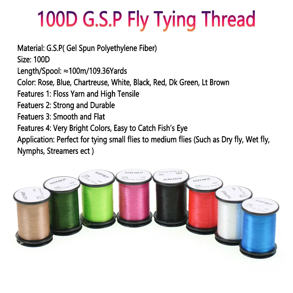 Bimoo, 8 Uds., 100D GSP, atado de moscas, hilo de polietileno, línea de alta resistencia para moscas secas y húmedas, ninfas, serpentina, Señuelos de Pesca de trucha - imagen 3