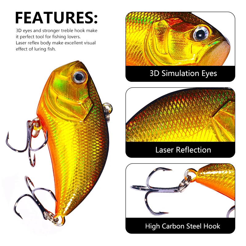 1 cebo duro VIB, señuelo de Pesca de invierno, 5,4 cm, 13g, tiro largo, sonajero que se hunde, Crankabit Wobbler Isca, Pesca Artificial para Lucio - imagen 3