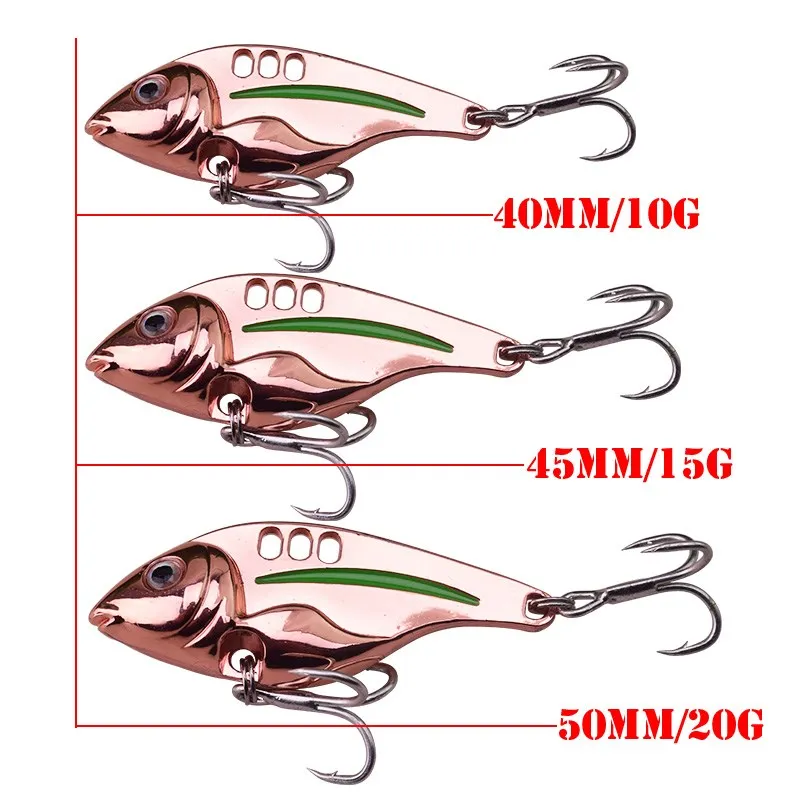 Señuelo de Pesca de Metal VIB, 1 unidad, 10g, 15g, 20g, señuelos vibradores Wobbler, aparejos de cebo duro Artificial, señuelos de manivela de lubina de lentejuelas - imagen 2