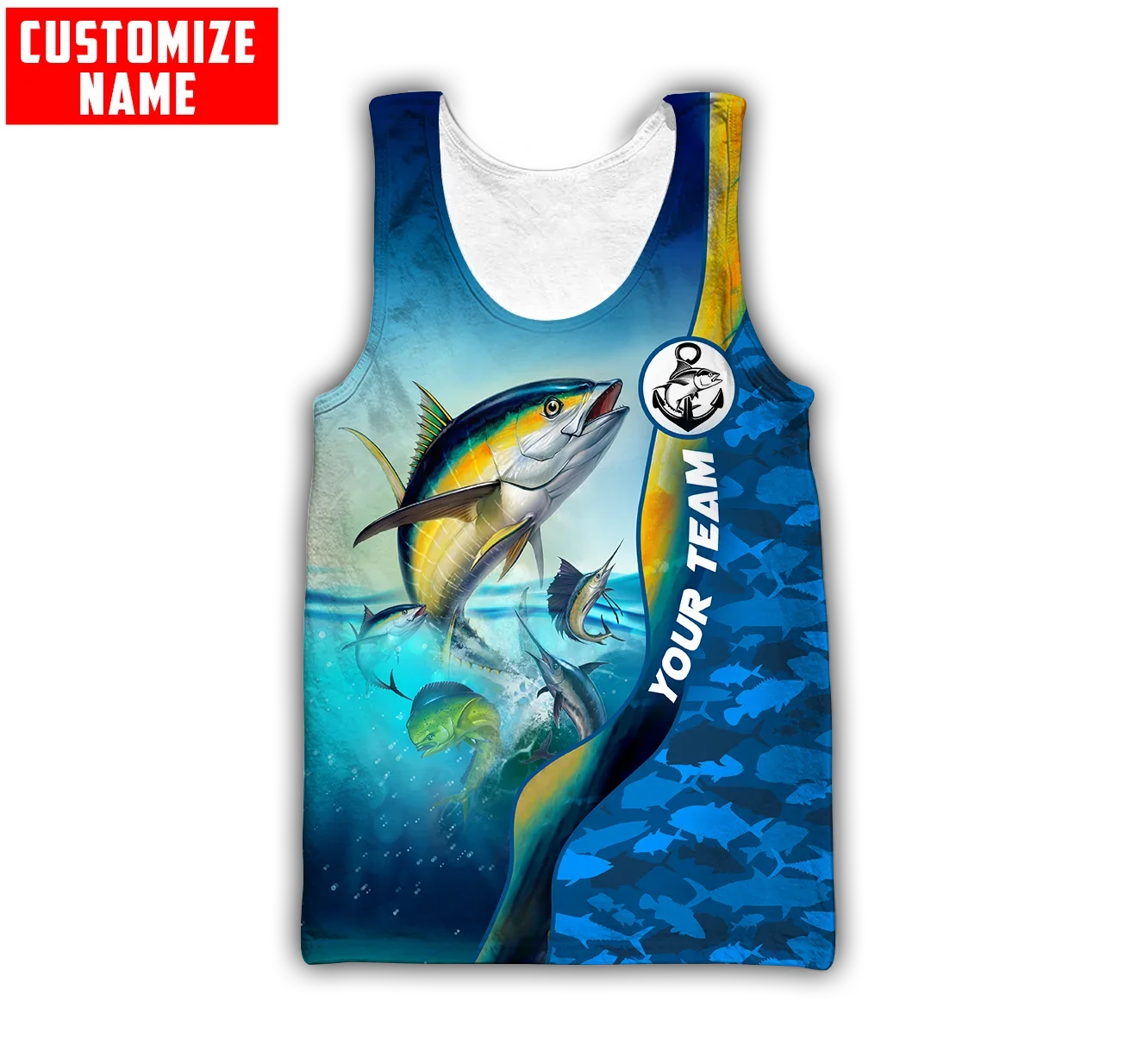 Camiseta sin mangas con nombre personalizado Mahi mahi para hombre, chaleco con estampado 3D de pesca, ropa de calle de verano, camisetas sin mangas geniales, Unisex, BX42 - imagen 2