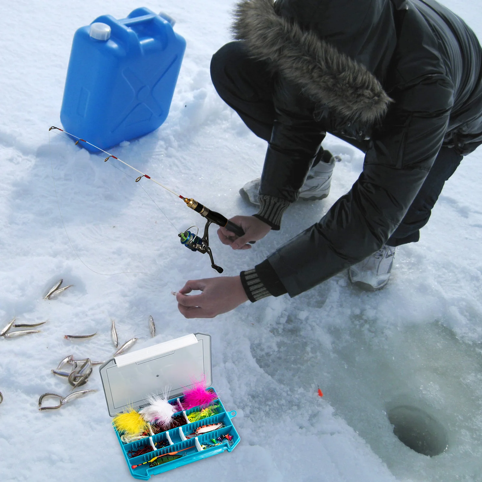 Kit Señuelos Pesca en Hielo – Jigs, Cucharillas, Wobblers y Vinilos - imagen 4