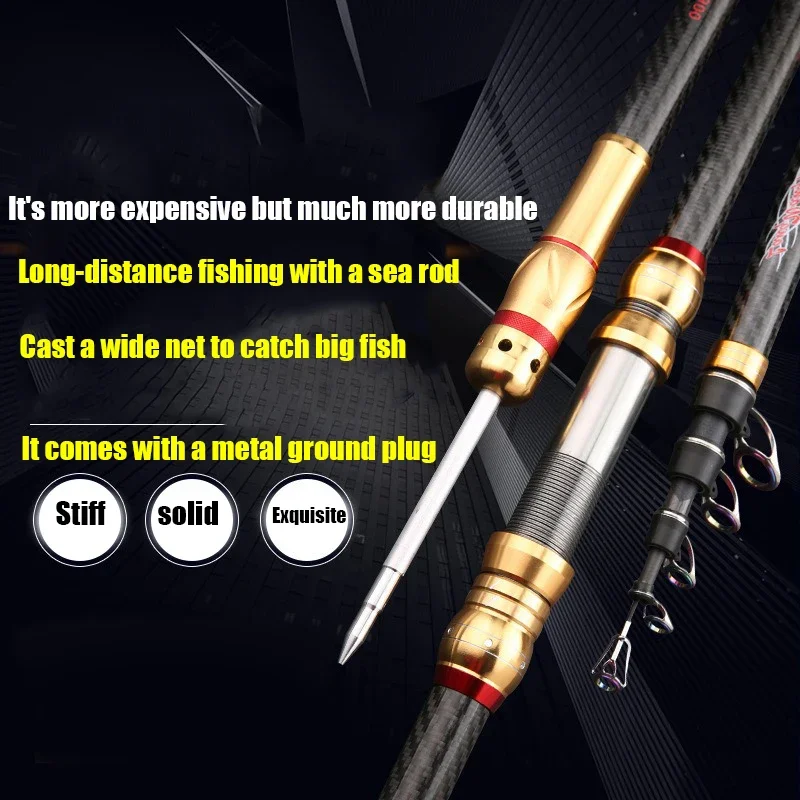 Caña giratoria de Surf telescópica 2,1/2,4/2,7/3,6/3,9/4,2/4,5 m Power80-200g 36T, caña de pescar de carbono para viajes, Surfcasting, Shore Casting - imagen 4