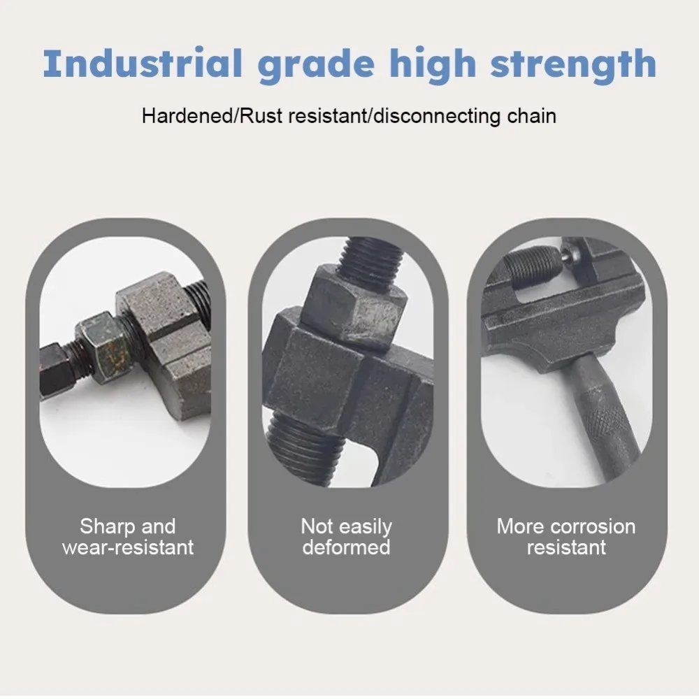 Disyuntor de cadena de motocicleta de Metal, instalación rápida, mango antideslizante, conjunto de Extractor de cadenas de bicicleta de alta resistencia - imagen 4