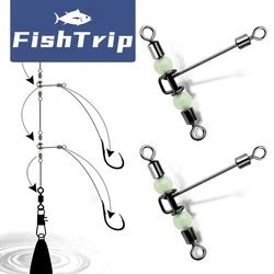 FishTrip Caña pesca T larga acero inoxidable línea cruzada giratoria