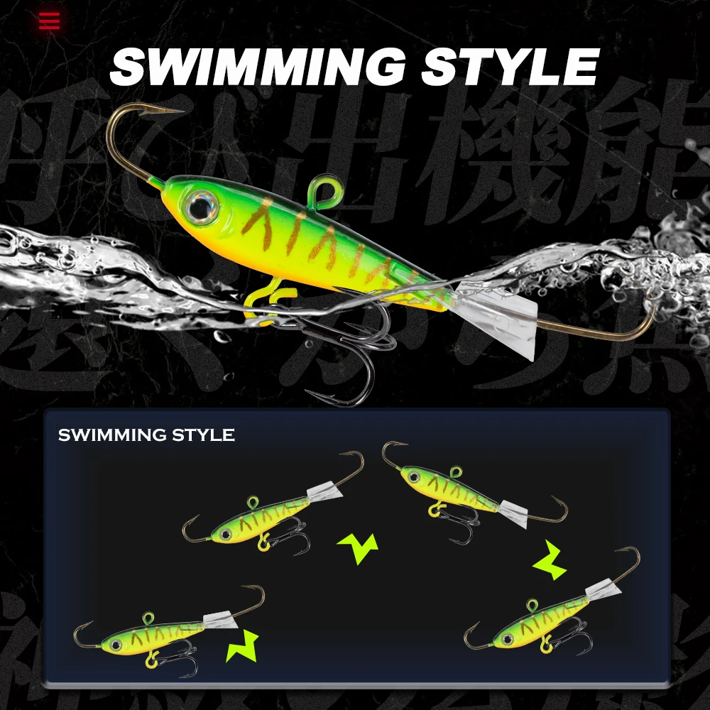 Hunthouse-señuelo de pesca en hielo para invierno, plantilla de Metal, cebo duro de 42mm/7,8g, impresión 3D VIB, hundimiento lento, equilibrador de Jigging, aparejos de lubina LW82 - imagen 4