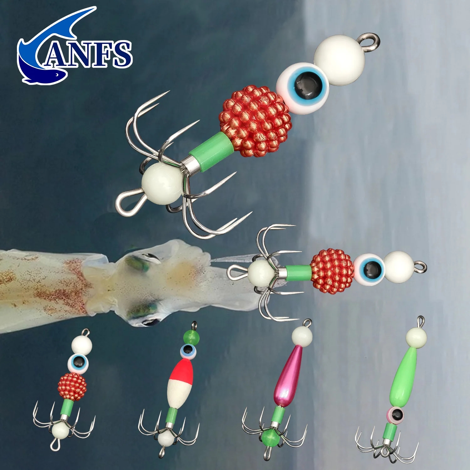 ANFS-Kit de plantilla de calamar y pulpo fluorescente, juego de 2 uds/4 Uds con cebos artificiales luminosos para pesca en agua salada, increíble regalo de pesca - imagen 4