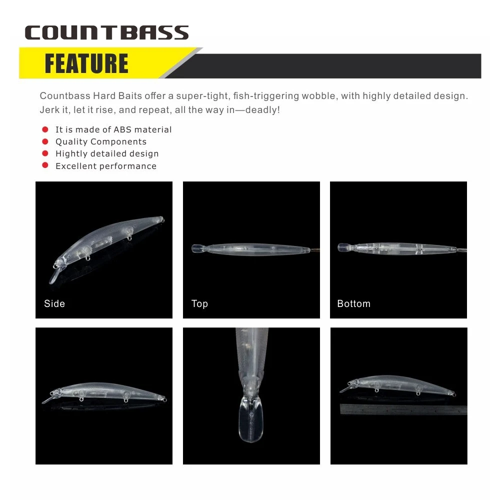 Countbass 10 cuerpos de señuelo en blanco, pececillo flotante 115mm/4,5 "9,5g/0,33oz, cebo de pesca sin pintar, sábalo, Wobblers, señuelos de peces - imagen 4