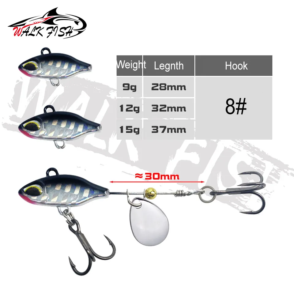 WALK FISH-Cebo giratorio de tiro largo VIB, cebo giratorio de 9/12/15g, cuchara de cola giratoria, señuelo de Pesca, plantilla de Tractor, cebos duros de Pesca - imagen 2