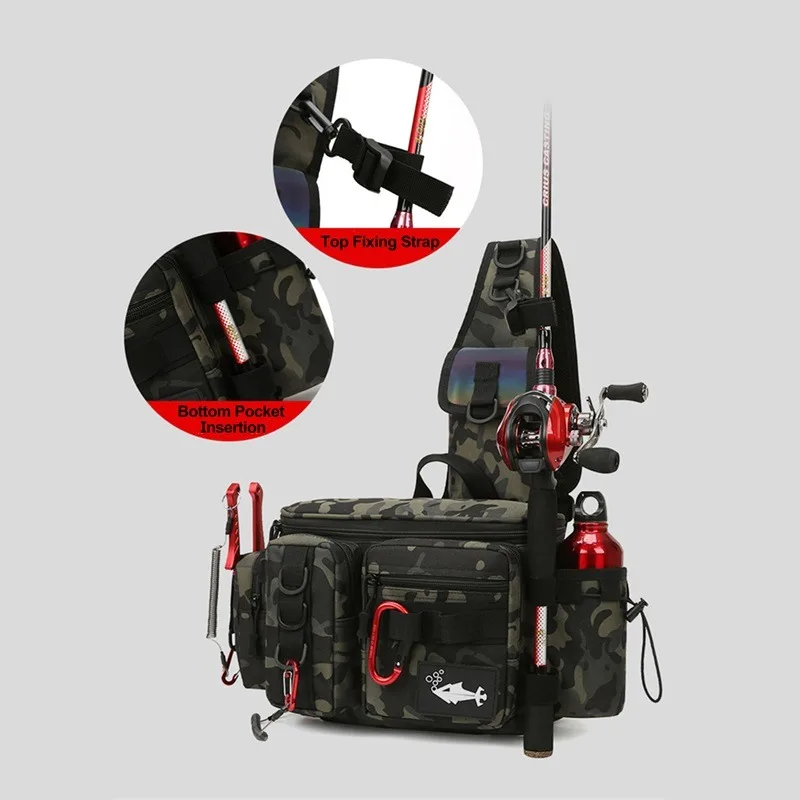 Bolso de hombro de pesca, riñonera de pesca multifuncional, almacenamiento para cebo de pesca, bolsa al aire libre adecuada para montar y montañismo - imagen 5