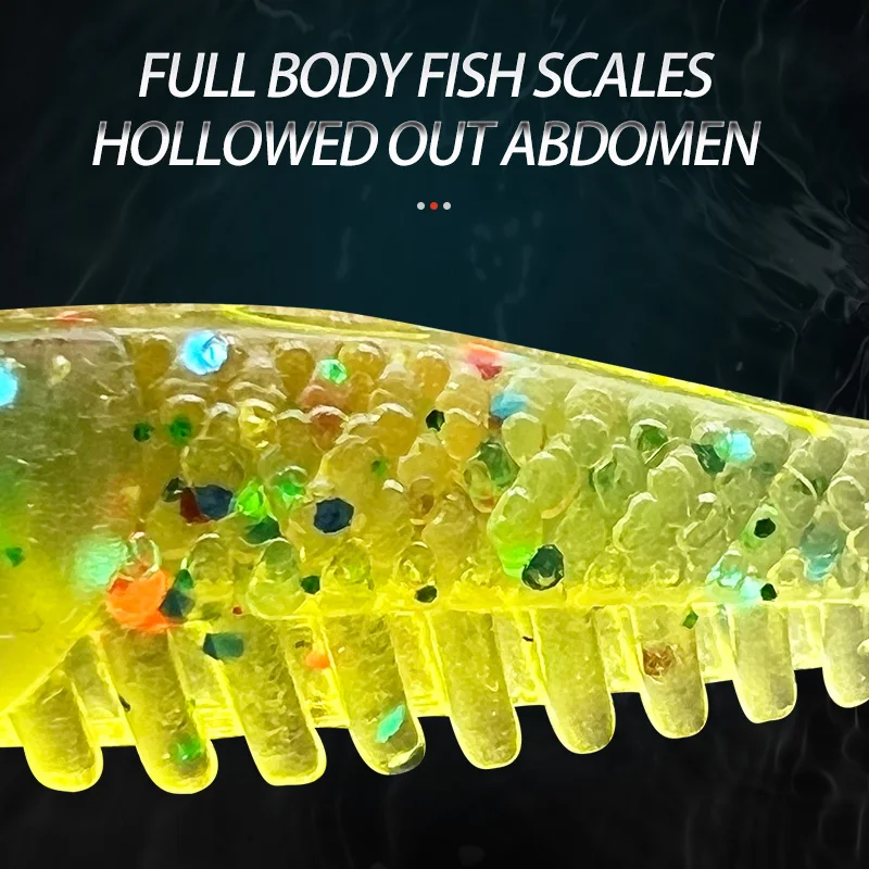 Señuelos de Pesca blandos de cola en T con paleta de 10 piezas, plantilla realista, Wobbler, carpa que brilla en la oscuridad, plástico Artificial, Swimbait colorido - imagen 4