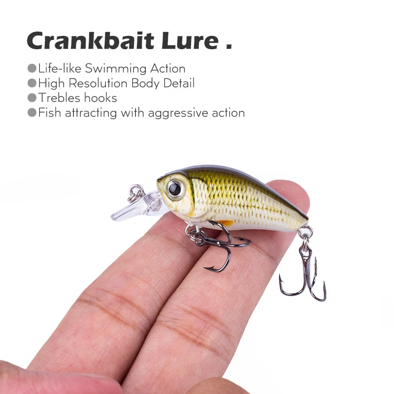 Mini Señuelos de Pesca Minnow, cebos artificiales Crankbait, cebo flotante duro, Swimbait Wobblers, aparejos de pesca de lubina, 48MM/3,8g - imagen 5