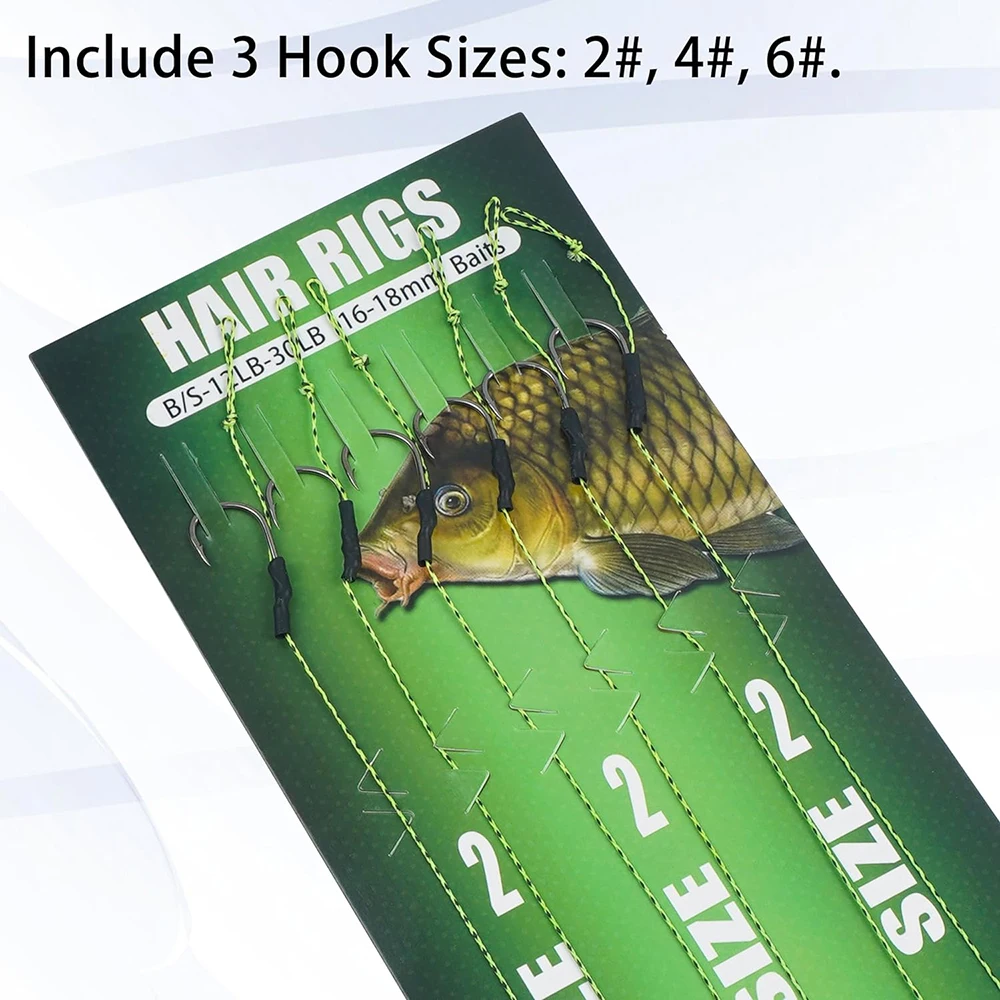 Aparejos de pelo de pesca de carpa, ganchos preatados con clips de peso para carpa, helicóptero Chod, herramientas de aparejos de pesca de carpa, 12 piezas, 2/4/6 # - imagen 5