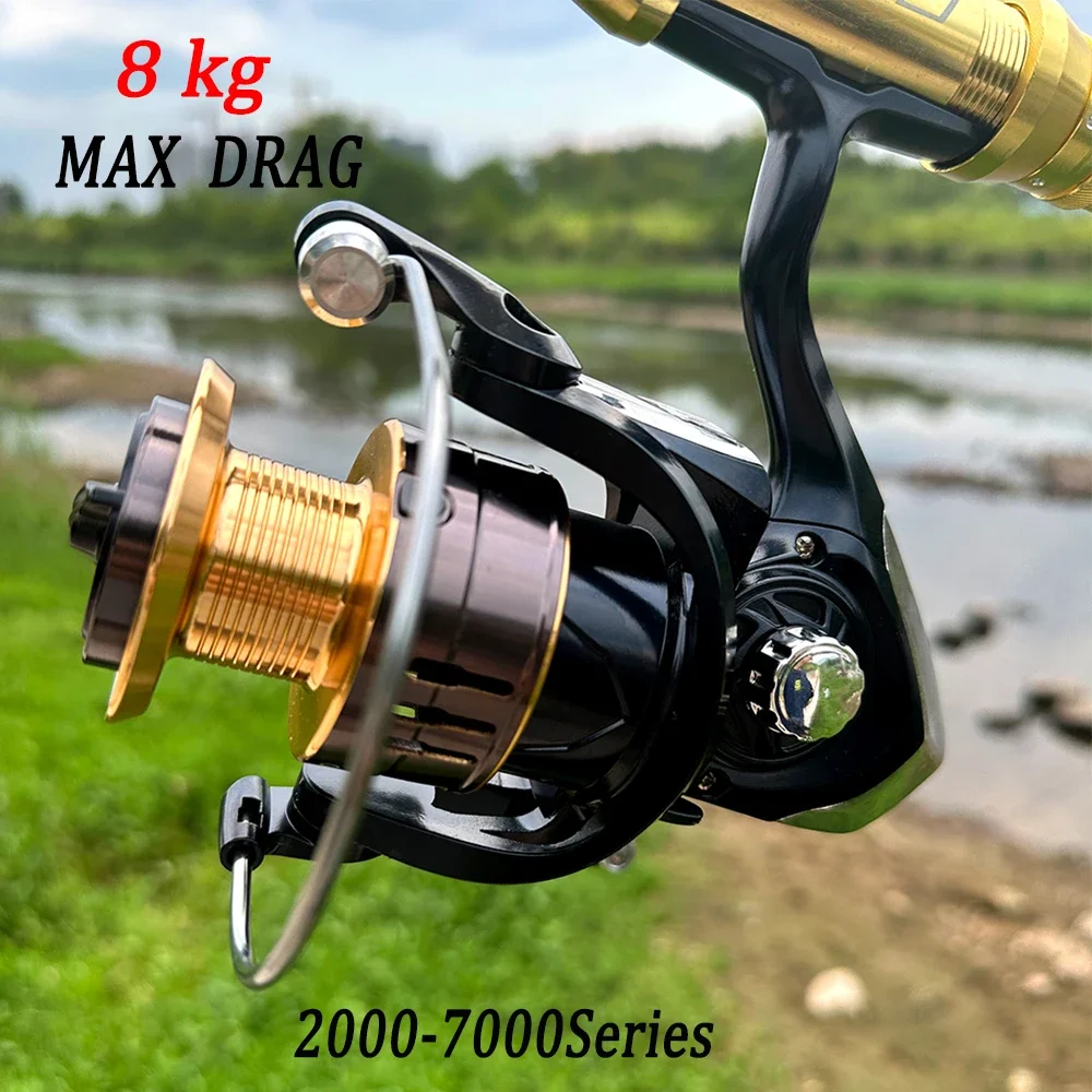 Carrete de pesca giratorio profesional ultraligero 2000 ~ 7000 5,2: 1 Ratio de engranaje 17,6LB Max Drag carrete de Metal para agua dulce y salada - imagen 2