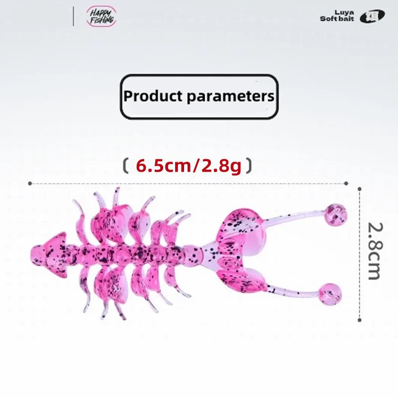 1Kit 10 Uds TPE Señuelos de Pesca 6,5 cm camarones flotantes Wobbler Artificial gusano de silicona cebo falso para Lucio mar Crankbait señuelos - imagen 3