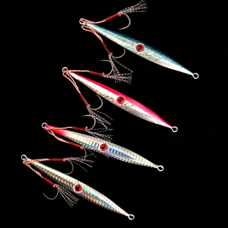 Shore Cast Jig Fishing Lure Hard Bait 40g 60g 100g Metal Jigbait Artificial Lures Mackerel Bass Mandarin Catfish 4 Pieces SALE - imagen 5