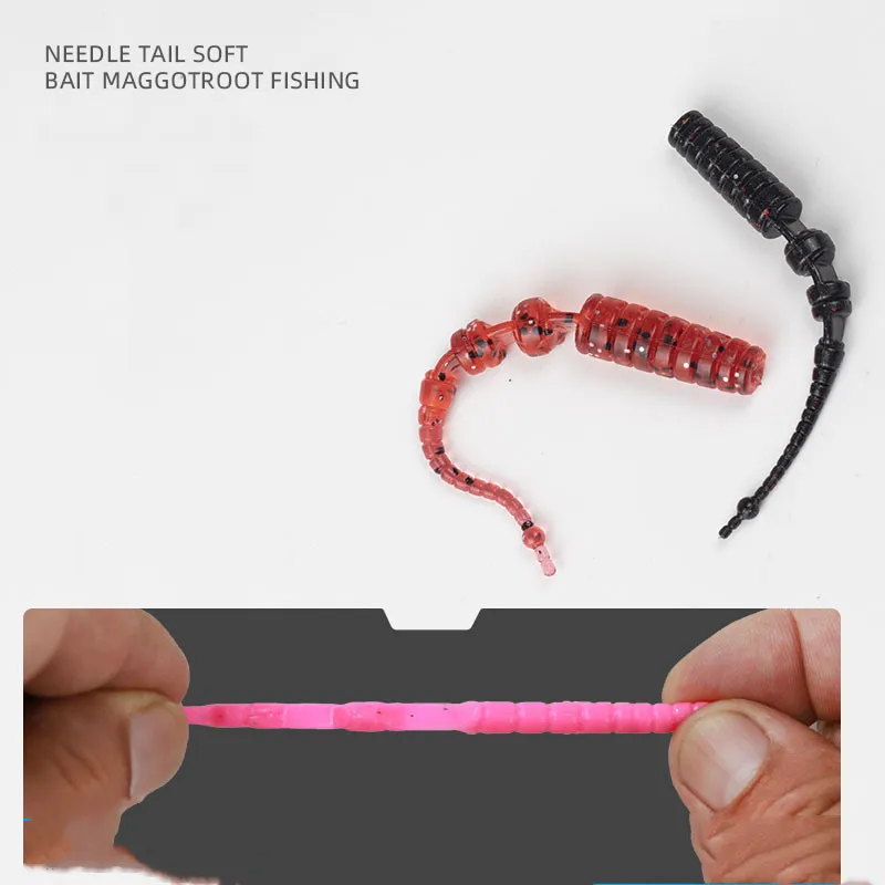 Señuelo de pesca, cola de aguja pequeña, cebo suave, raíz de gusano, 4cm, 5cm, 6cm, cebo conjunto, señuelos artificiales, Culter Bass, 30-40 unids/bolsa, venta - imagen 5