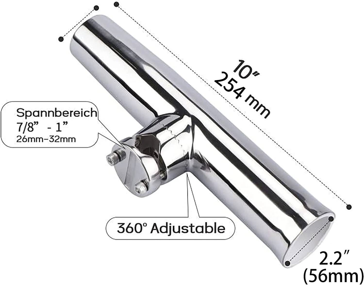Soporte de caña de pescar de acero inoxidable, Pitch de tubo giratorio de 360 grados, ajustable, para barco, yate, accesorios marinos - imagen 4