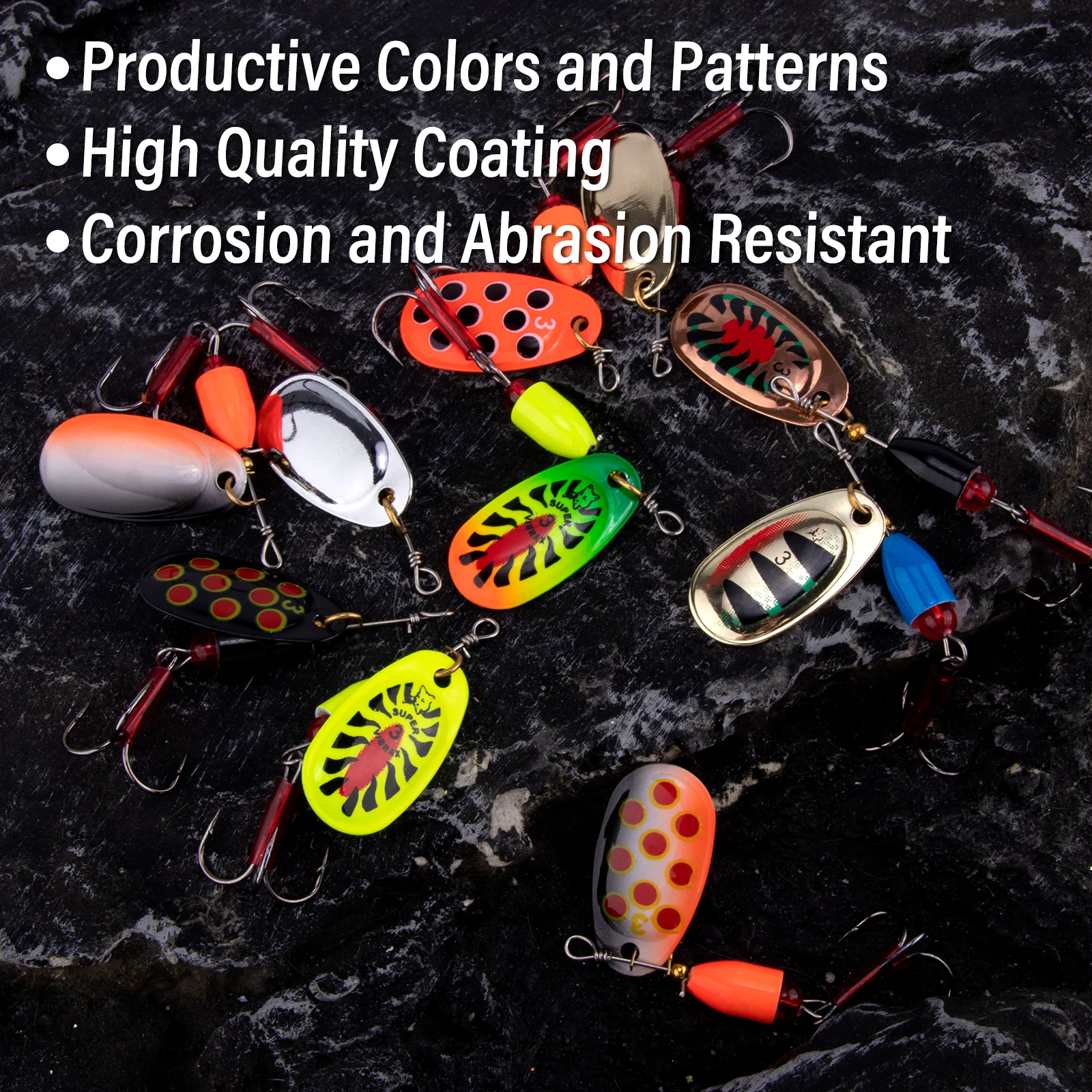 Señuelo de pesca giratorio de Metal, cebos artificiales Wobblers, curricán para lubina, trucha, perca, agua salada, agua dulce, 2 uds. - imagen 4