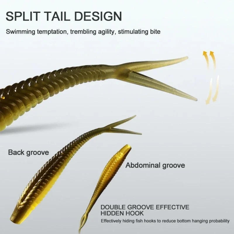 Cebo artificial suave y ligero con caja de almacenamiento, accesorios de pesca con cola de anzuelo y tenedor, juego de 61 piezas - imagen 5