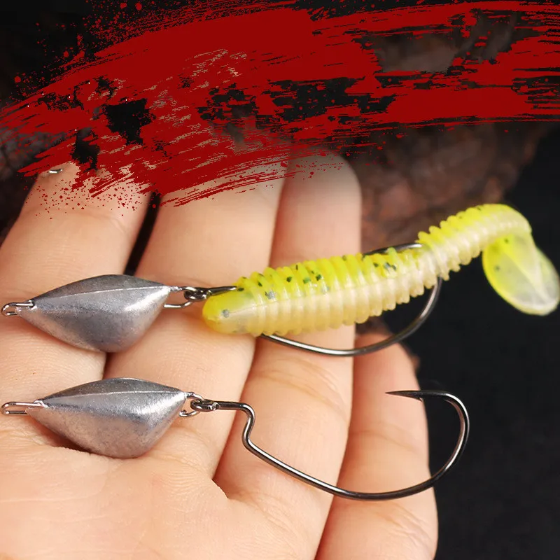 Anzuelo con cabeza de anzuelo de pesca, 3,5g, 5g, 7g, 10g, anzuelos de gusano para fortalecer el peso, obstáculo de salto, cebo blando, lote de 3 piezas en oferta - imagen 3