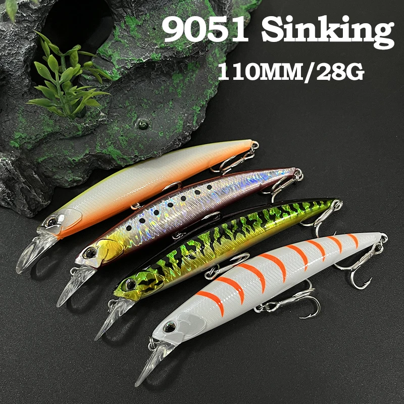 50 Uds 28g 110mm Japón hundimiento Minnow Señuelos de Pesca de Mar agua salada lubina trucha cebo duro Artificial fundición larga Swimbait Pesca - imagen 2
