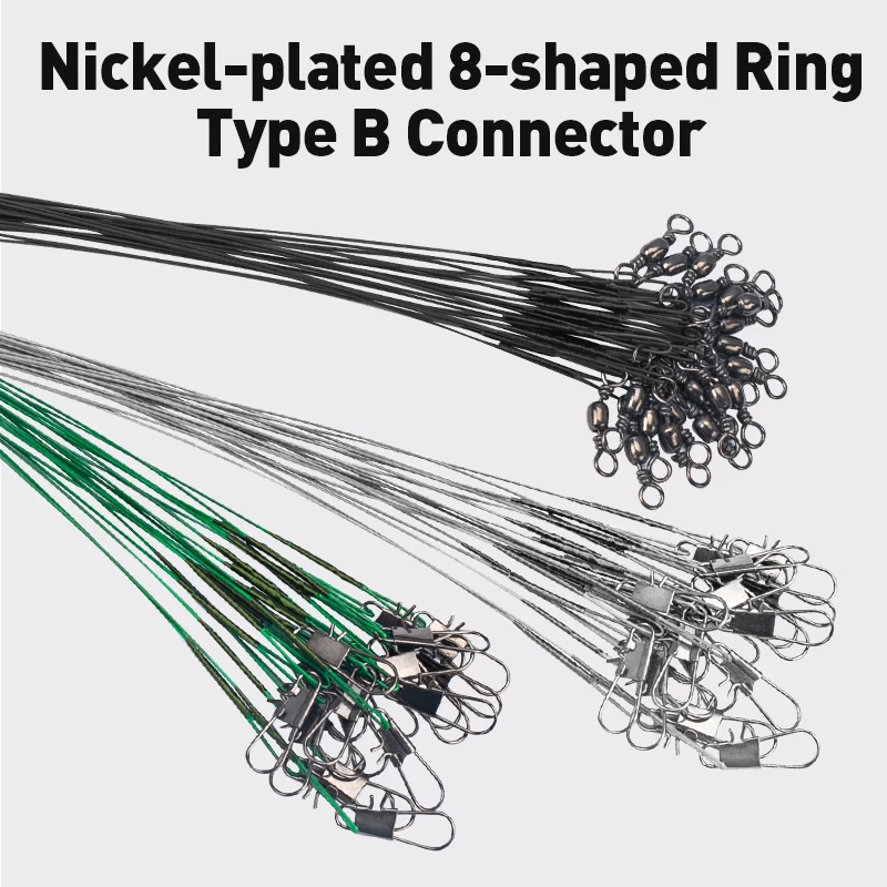 Leydun 20Cm/20 piezas verde negro Anti giro línea trenzada conductor alambre de acero Anti mordida accesorios de equipo de pesca sedal - imagen 3