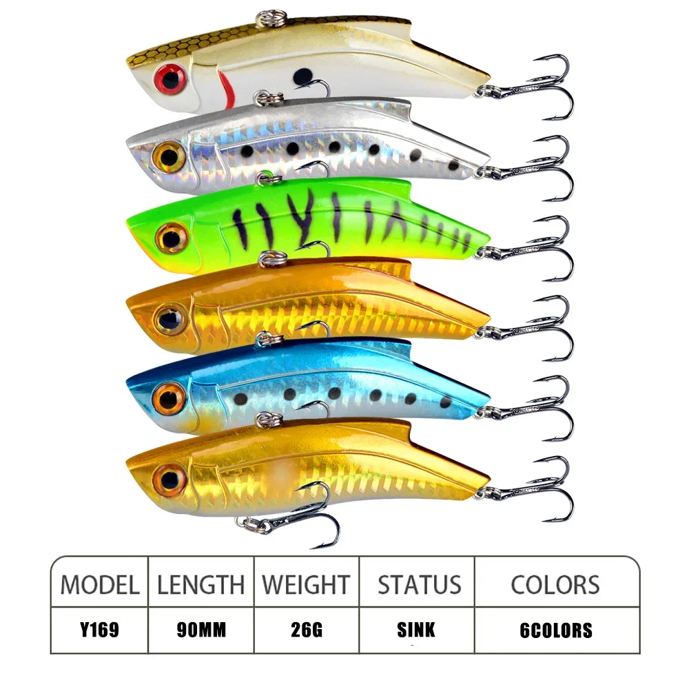Señuelo de pesca resistente de 9cm/26g, cebos VIB, gancho de mimbre, vibración de hundimiento, cebo de pesca, lápices 3D, equipo de pesca, 1 unidad - imagen 3