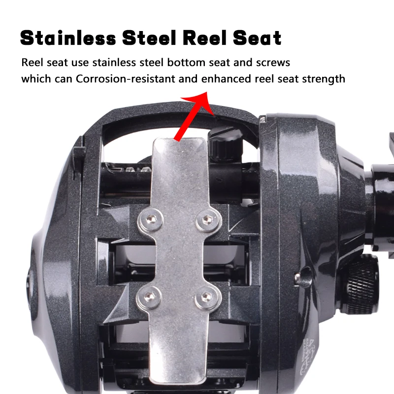 Mavllos-carrete de fundición Jigging Decrk para agua salada, transmisión de engranajes de latón, potencia de arrastre 15KG, relación 6,4: 1, carrete de Baitcasting de gran capacidad - imagen 4