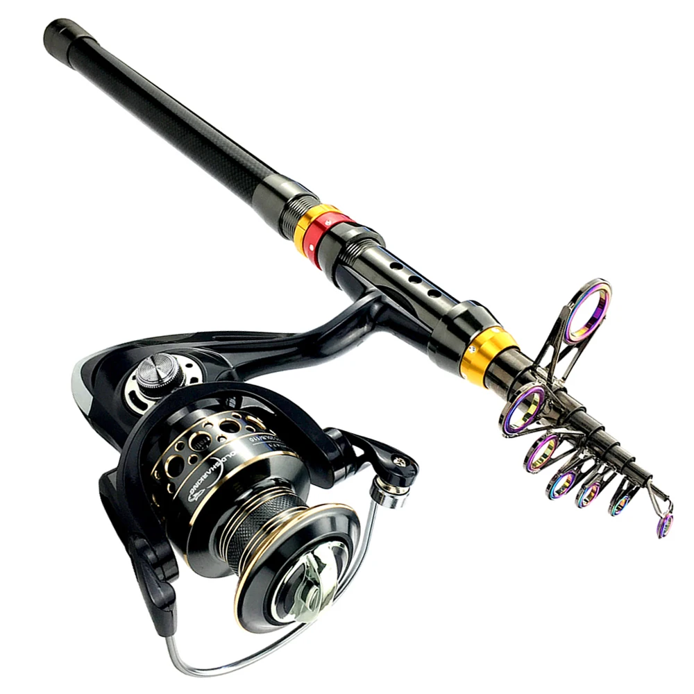 Caña de pescar telescópica de fibra de carbono, carrete giratorio serie 1,8-3,6 m, Combo para barco de mar/playa, aparejos de Pesca, 2000-5000 m - imagen 2