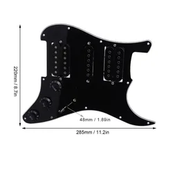 Pickguard HSH precableado para guitarra eléctrica – Negro 11 orificios