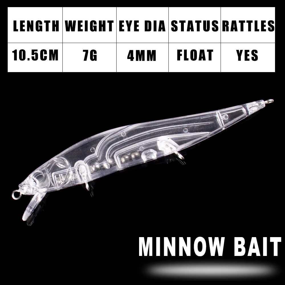 Dr.Holife Señuelos Minnow flotantes sin pintar con sonajeros - imagen 2