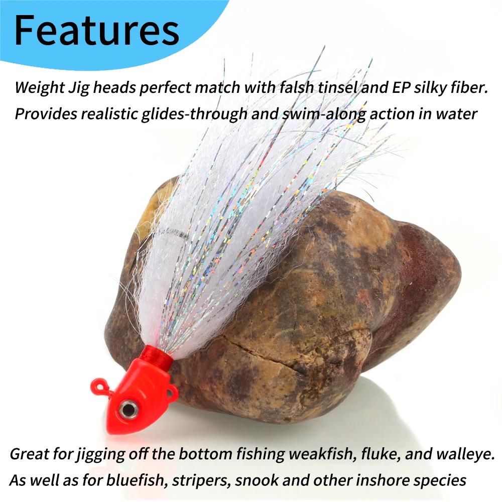 Anzuelo de pesca de hundimiento rápido, cebo Artificial con fibra intermitente, lubina, agua dulce y salada, 10g, 15g, 20g - imagen 4