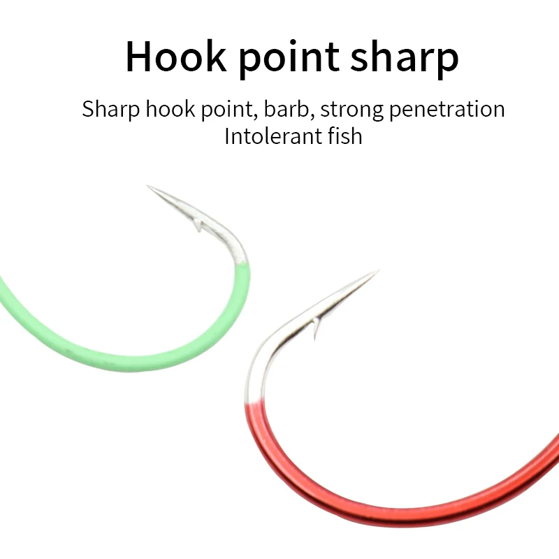 ZYZ-anzuelos de pesca de tiro caído, accesorios de pesca, señuelo suave, acero de alto carbono, manivela luminosa, púas, 10 unids/lote por bolsa - imagen 5