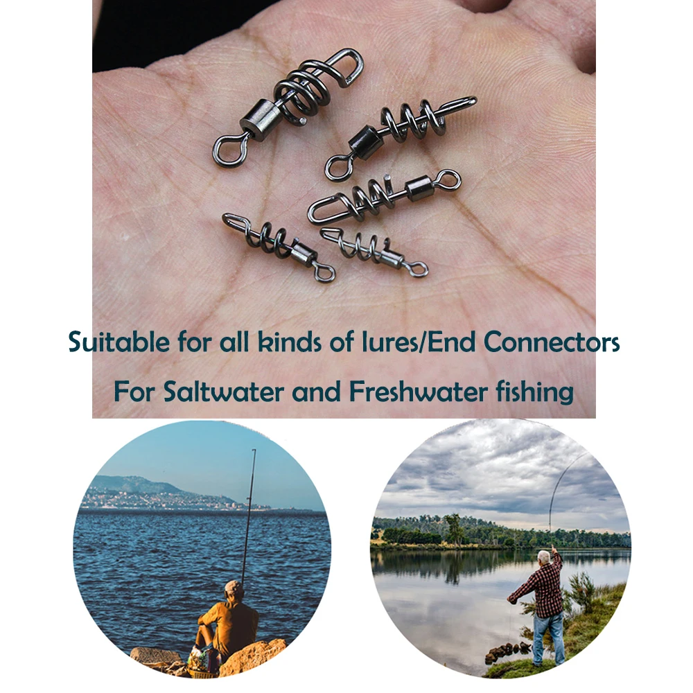20 piezas de pesca giratorio, Pin de bloqueo atornillado, conector de señuelo de pesca, anzuelos de manivela, hebilla rápida, accesorios de pesca - imagen 2