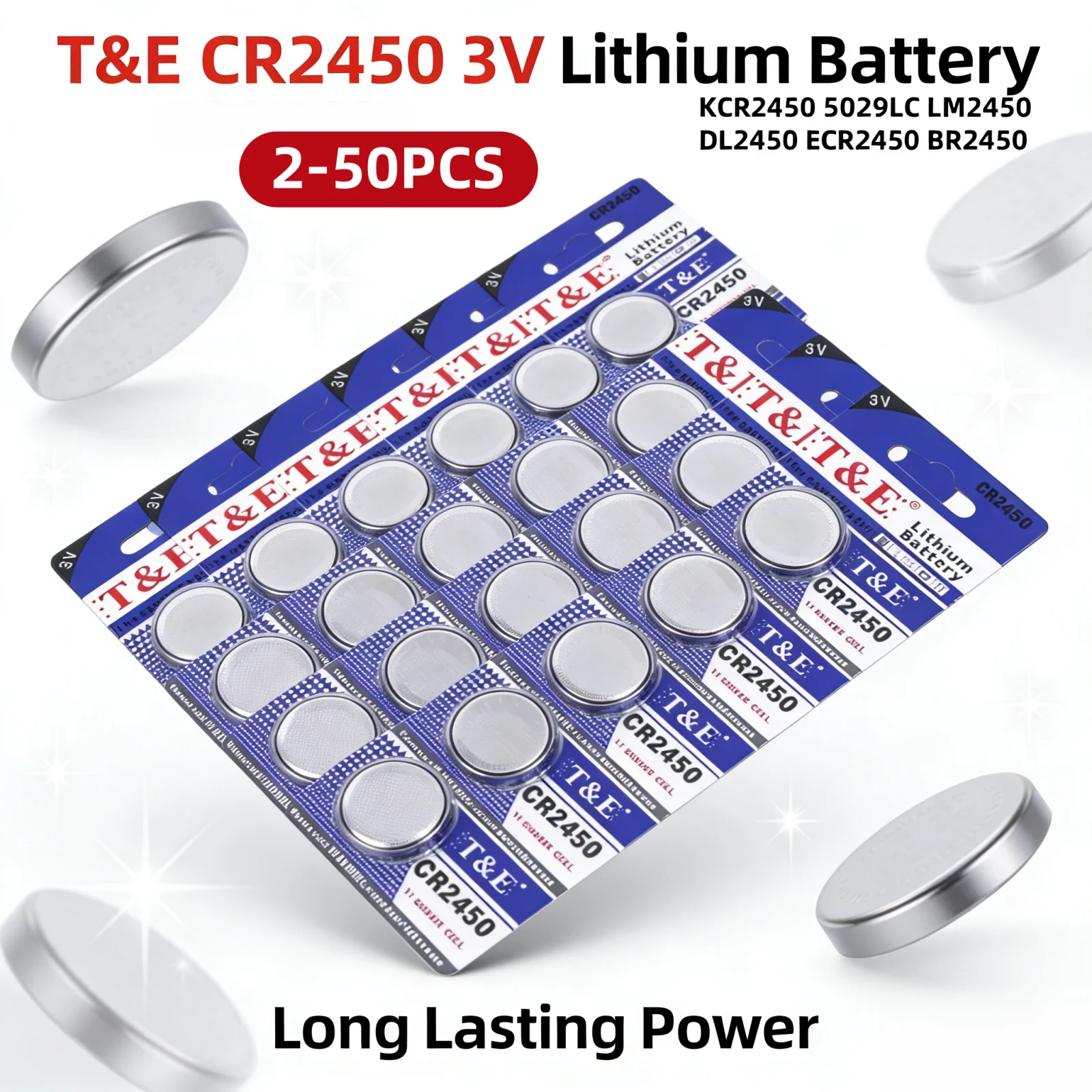 Pila botón litio CR2450 3V compatible KCR2450 – 600mAh