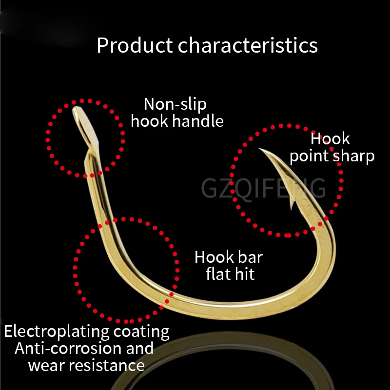 Anzuelos de pesca de balsa ZYZ, 10 unids/bolsa, anzuelos de balsa de acero rico en carbono, 4 tamaños, anzuelos de pesca de carpa con púas, aparejos de anzuelos de agua dulce - imagen 3