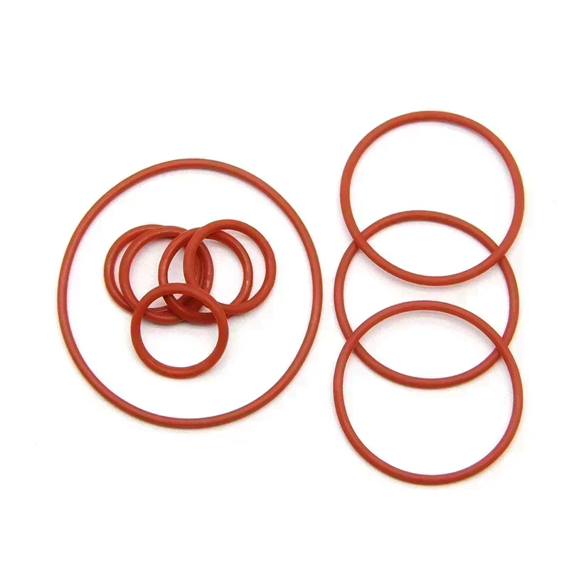 Junta tórica de silicona roja VMQ CS1mm OD 3/3, 5/4/5 ~ 50mm grado alimenticio buen sellado arandela de silicona impermeable anillo de goma 50/100 Uds - imagen 4
