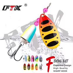 FTK-señuelo de pesca de Metal, cebo giratorio, cebos duros de alta calidad, anzuelo triple, aparejos de pesca para Lucio, 1 Uds.