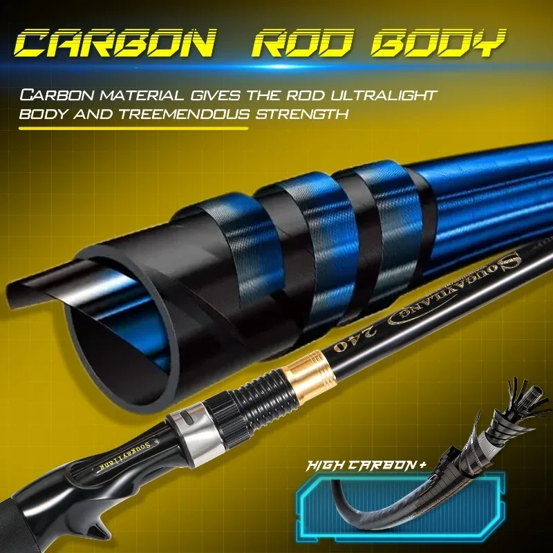 Sougayilang-caña de pescar telescópica ultraligera, caña de pescar de fundición giratoria de peso, aparejos de pesca de viaje de fibra de carbono, 1,8-2,4 m - imagen 5