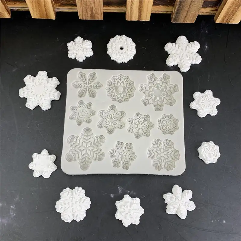 Herramientas creativas para hornear con forma de copo de nieve, herramientas de silicona para galletas y pasteles, accesorios para hornear, herramientas para hacer pasteles, decoración de pasteles de cocina - imagen 2