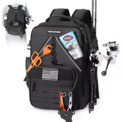 Mochila para aparejos de pesca KastKing KarryAll KastMate, bolsa para aparejos resistente al agua con 2 soportes para caña, equipo y equipo de pesca con