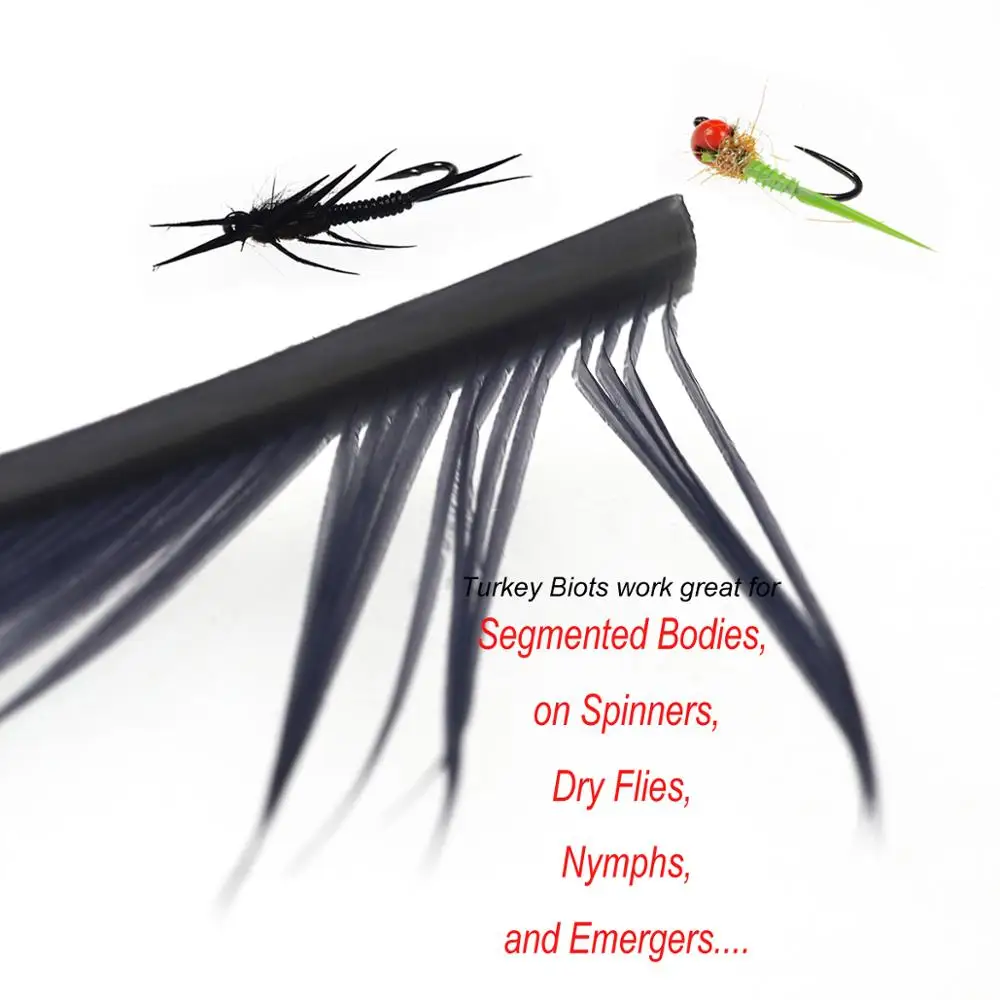 Wifreo-plumas de Biots salvajes de pavo para envolver el cuerpo, materiales de atado de moscas emergentes, Spinner, Nymph, 5 unids/lote por bolsa - imagen 3